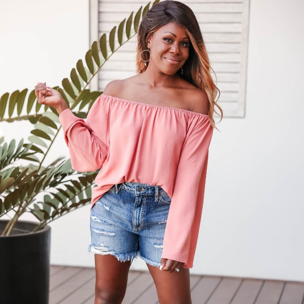JUST MY TYPE OFF THE SHOULDER TOP